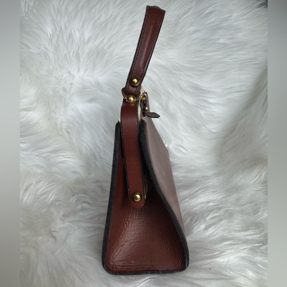 Vintage 60s Etienne Aigner Luxury Handbag - Unique, Rare, Brown Handmade Leather - Picture 6 of 8